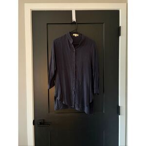 Cloth & Stone Anthropologie Navy Long Sleeve Button-Down Lightweight Top Small
